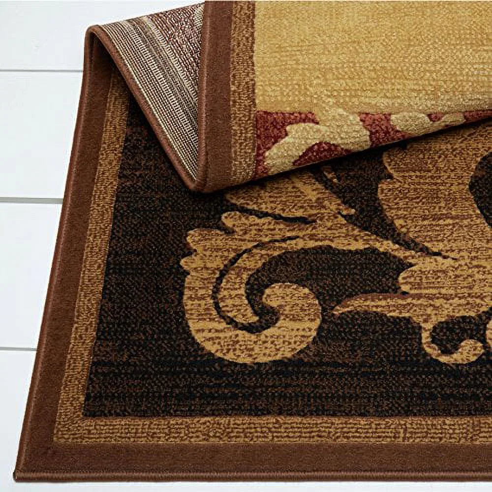 Contemporary Scroll Area Rug, Brown/Red, 5'3"x7'2" L62591
