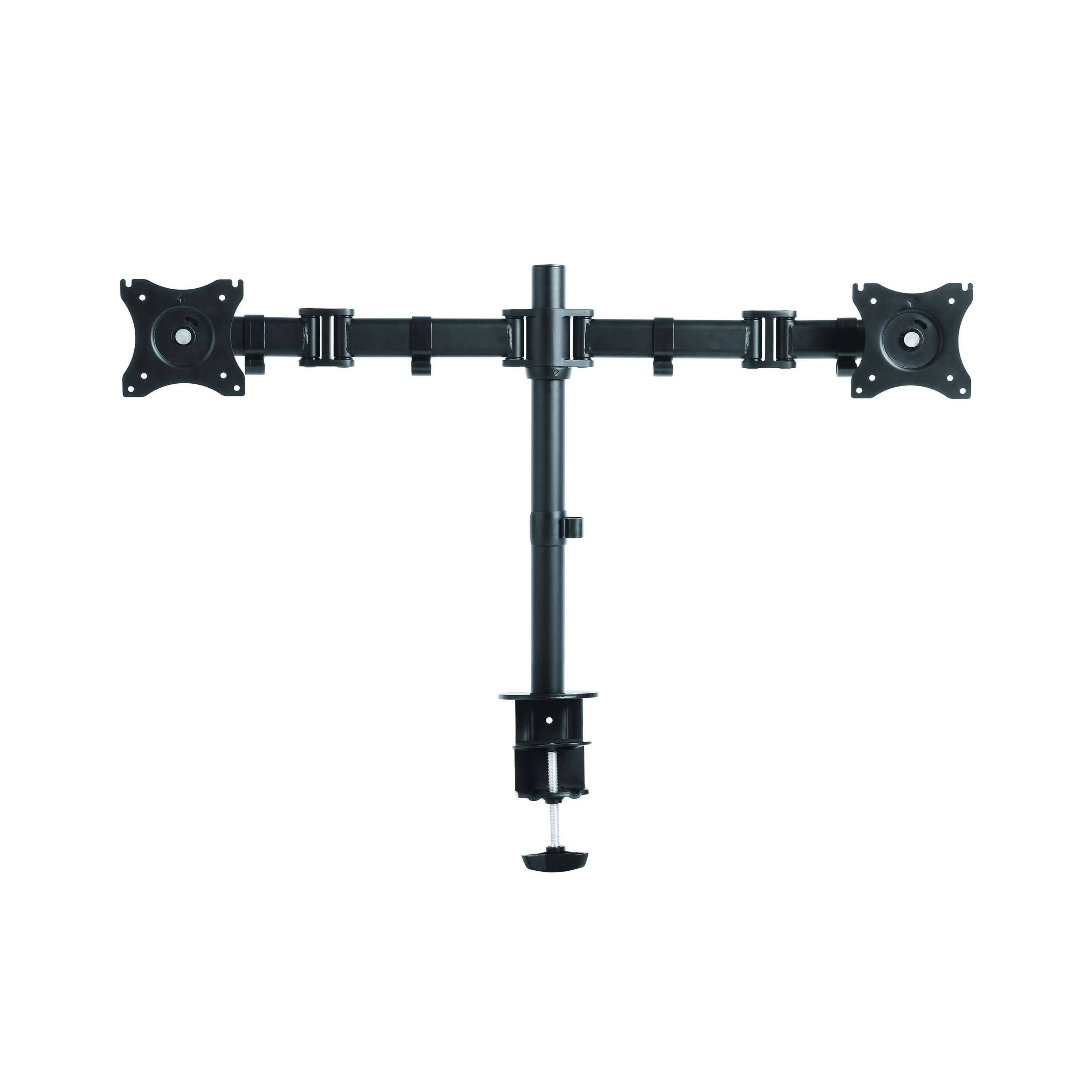 Black Height-Adjustable Standing Desk Converter with Dual Monitor Mount P749