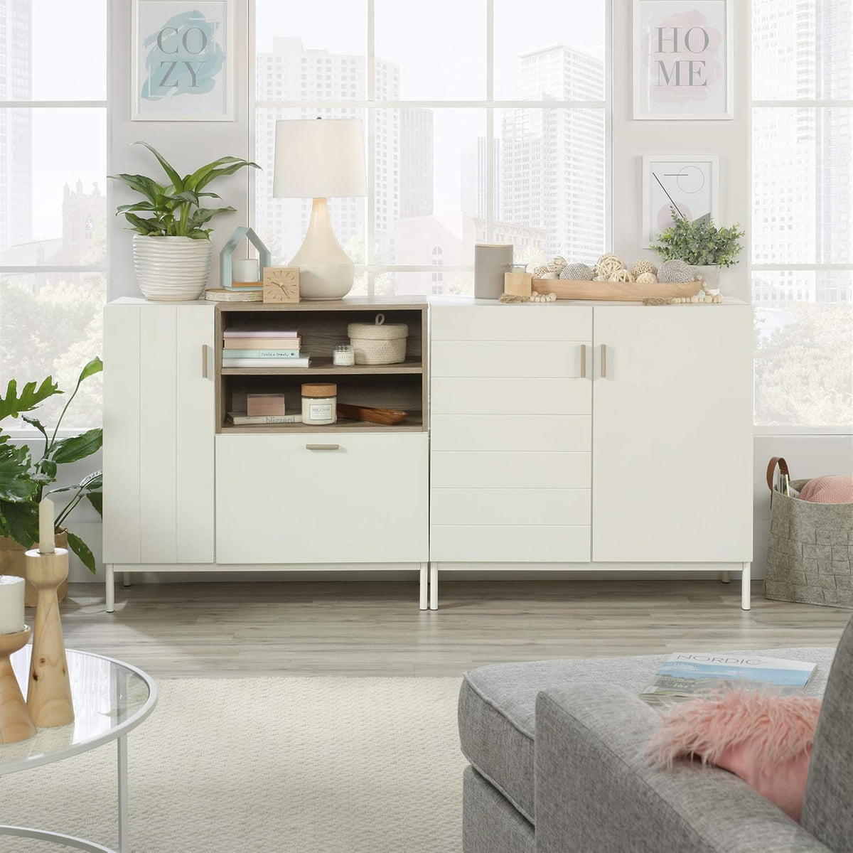 White Finish Credenza D832