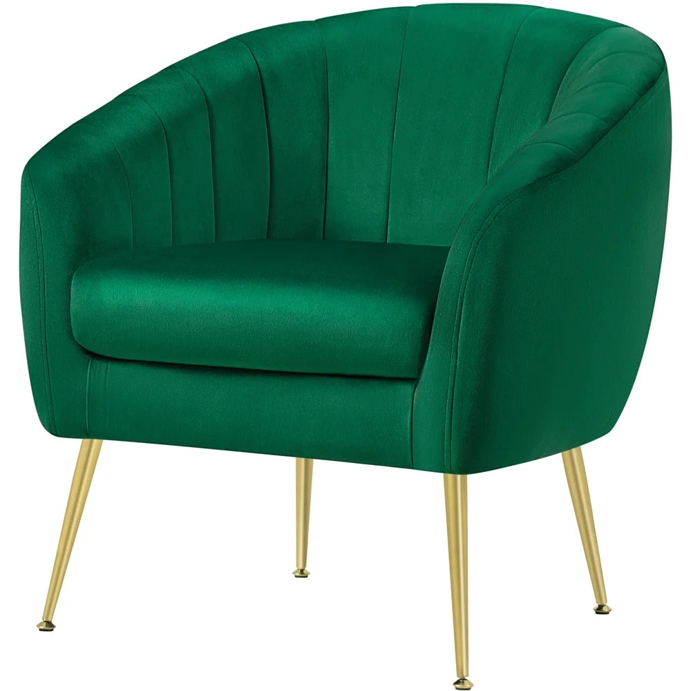 Green Channel Tufted Accent Armchair with Gold Metal Legs W284360