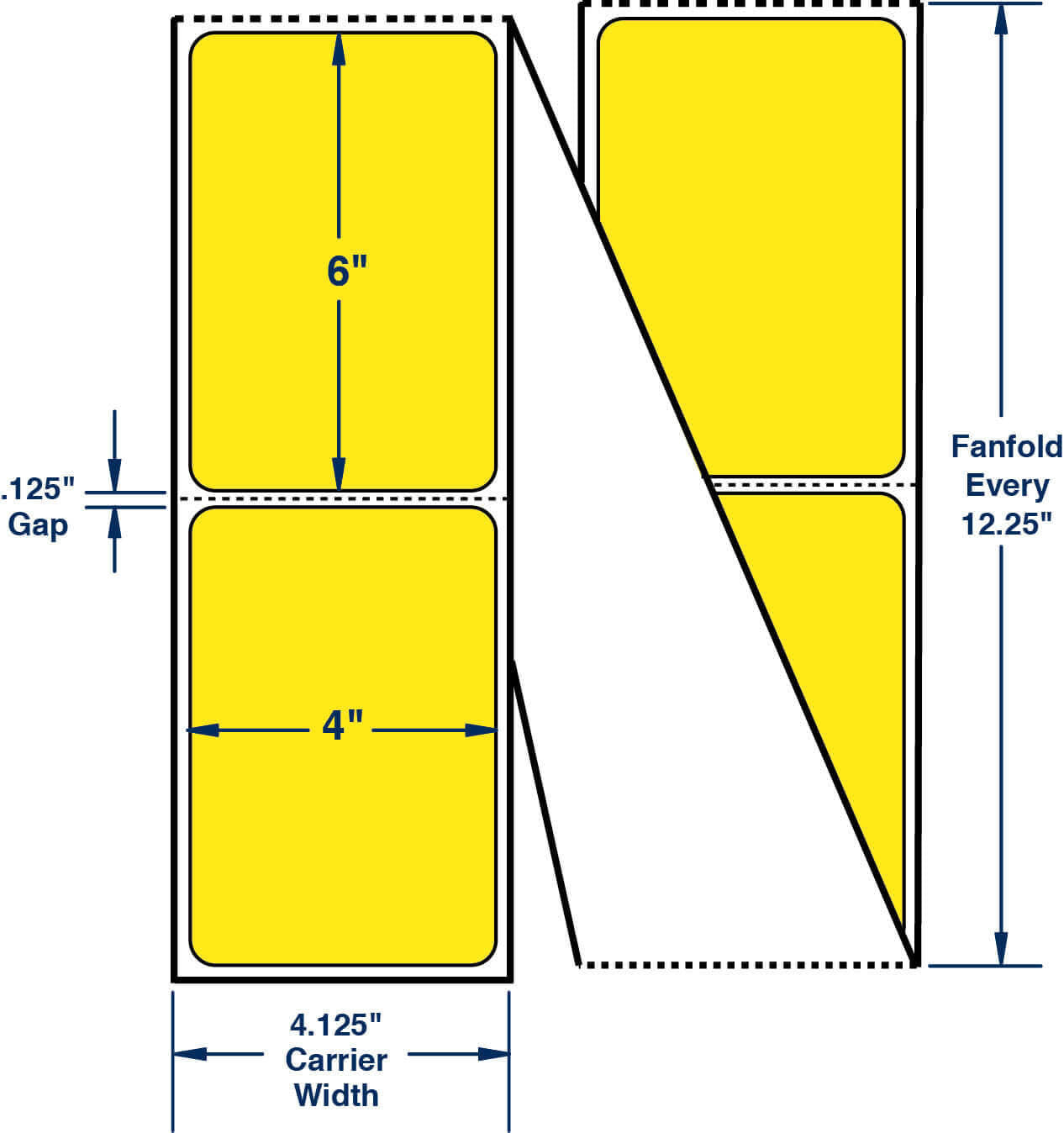 Yellow Thermal Transfer Fanfold Labels J522899