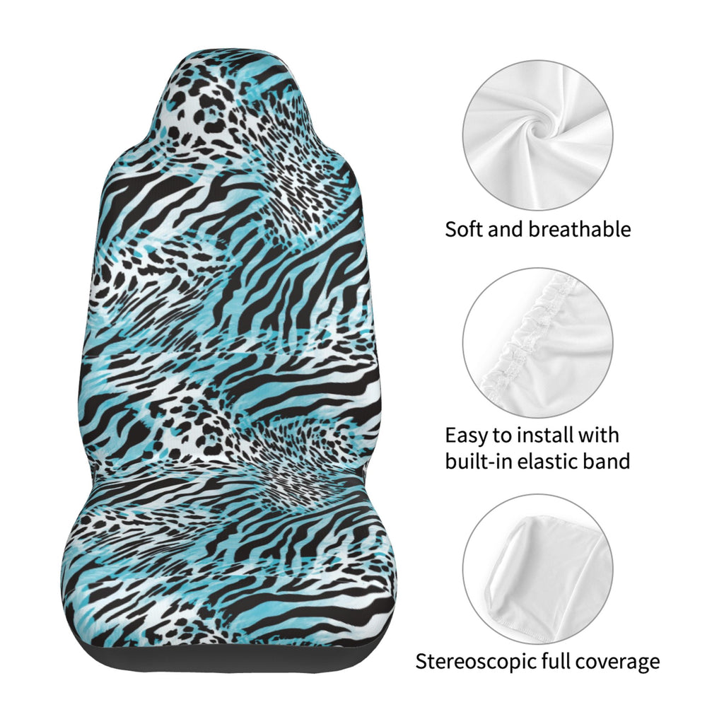 Zebra Leopard Print Car Seat Covers 2 Pack T383