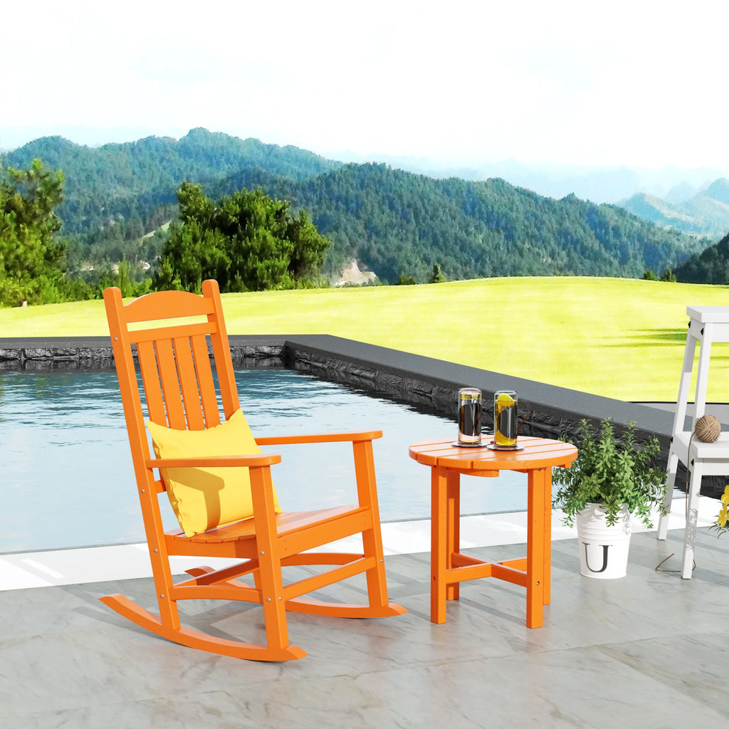 Orange Outdoor Rocking Chair with Round Side Table G11117