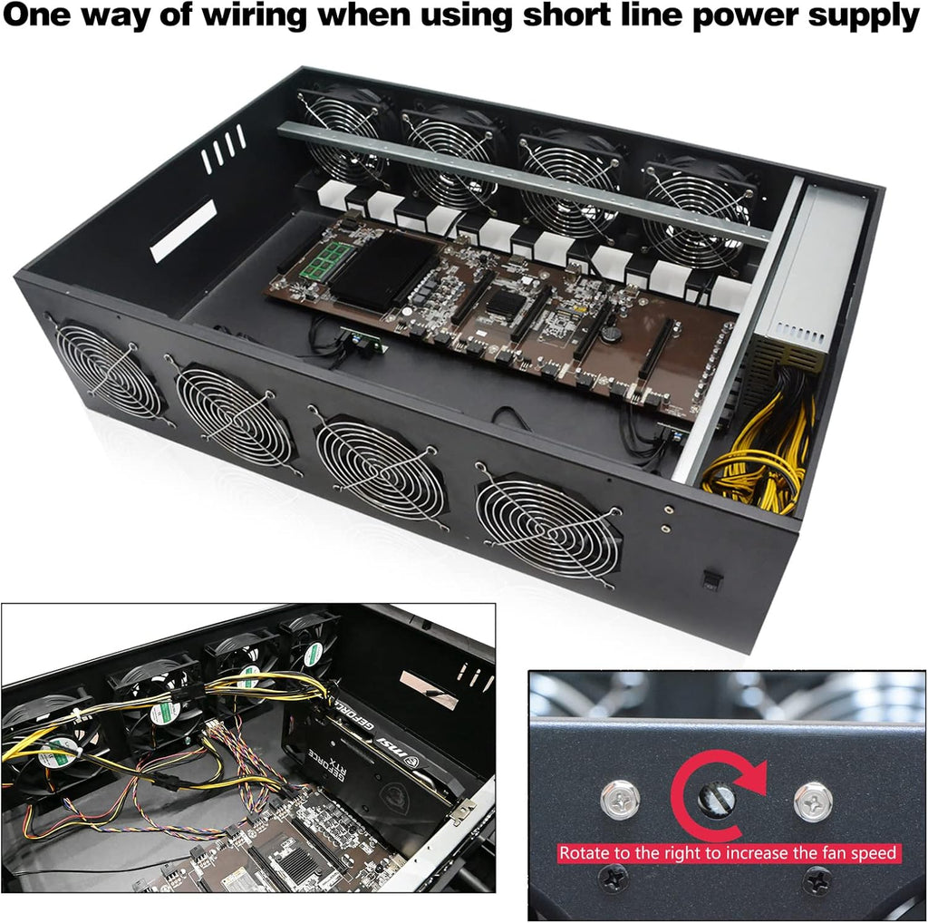 Mining Rig Frame 8 GPU 70mm Slots with 8 Fans F109407
