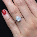 Pear Shape Moissanite Solitaire Engagement Ring, 18K White Gold Plated / 925 Sterling Silver Ring V564