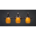 Three Light Bath Bar Dark Granite Finish with Cayenne Linen Glass G780820