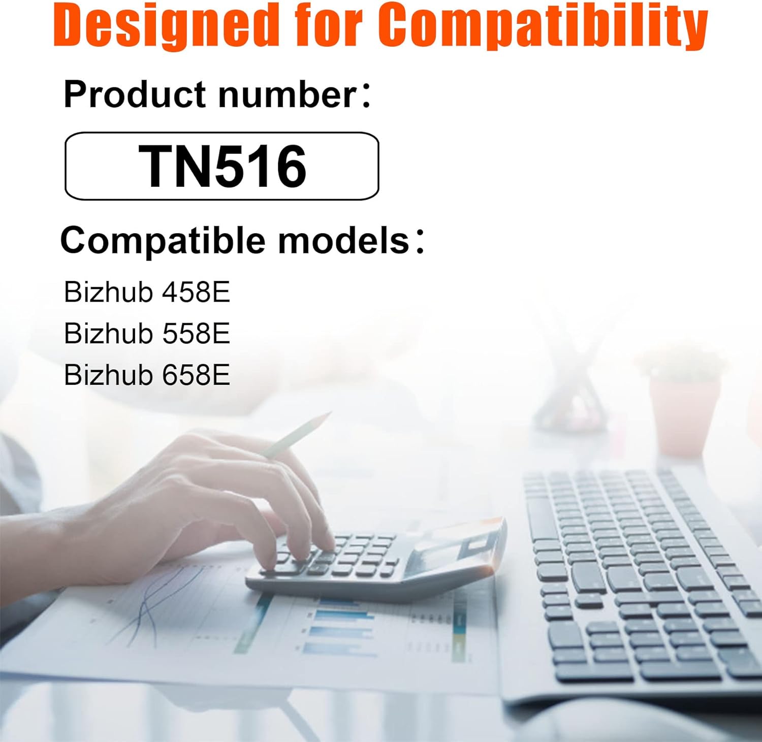 TN516 Toner Cartridge Compatible for Konica Minolta Bizhub 458E 558E 658E Printer (Black, 2-Pack) W886969