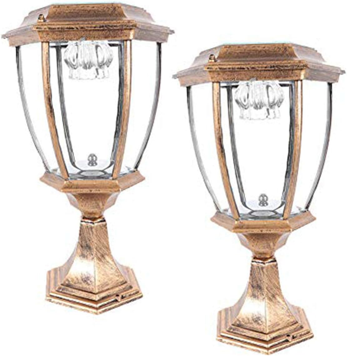 2 Pack Large Aluminum Solar Lamps Bronze Waterproof LED Landscape Light L785