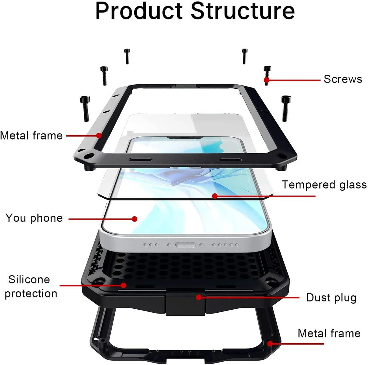 Black Aluminum Heavy Duty iPhone 12 Pro Max Case A109