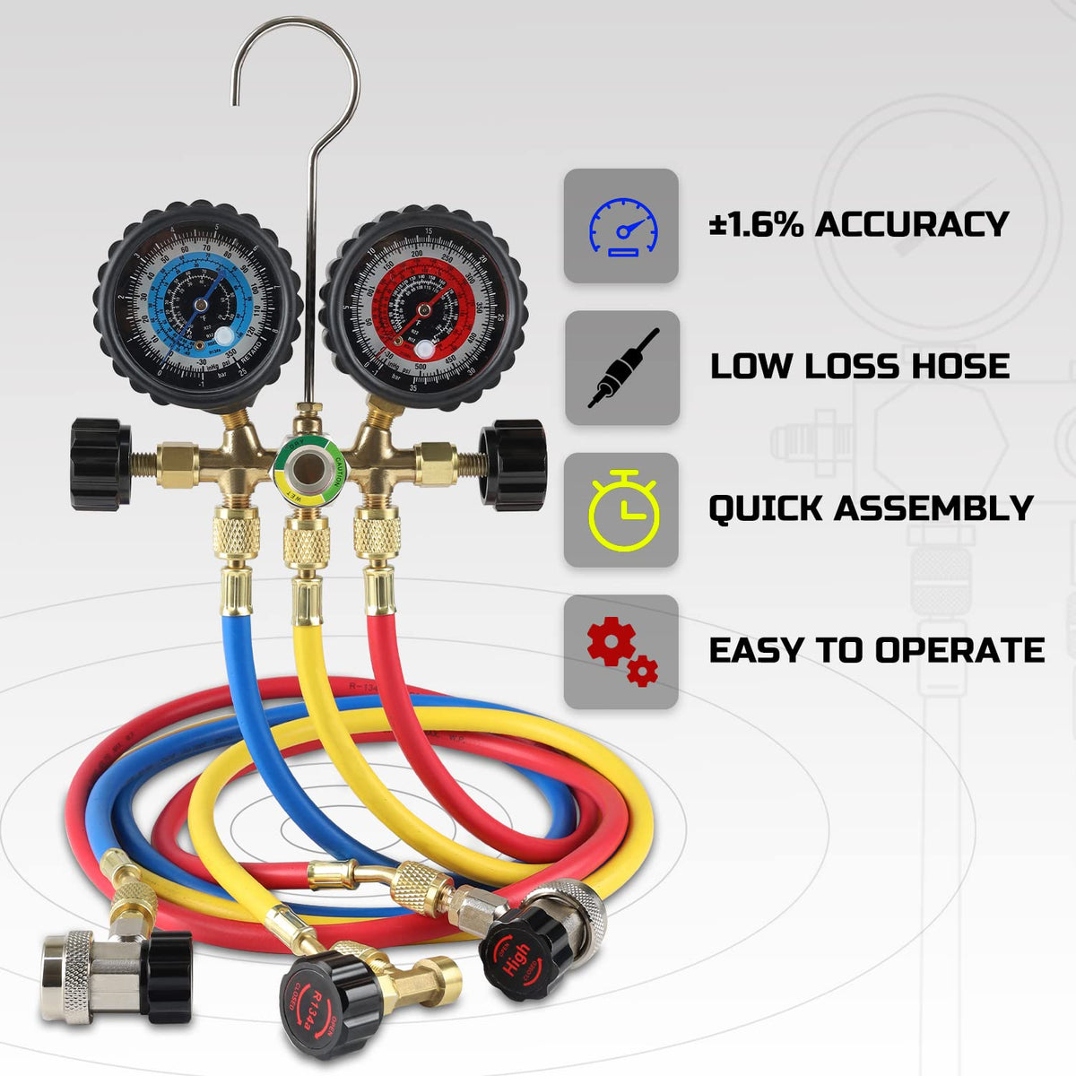 A/C Manifold Gauge Set for R134a R22 R12 R502 H55722