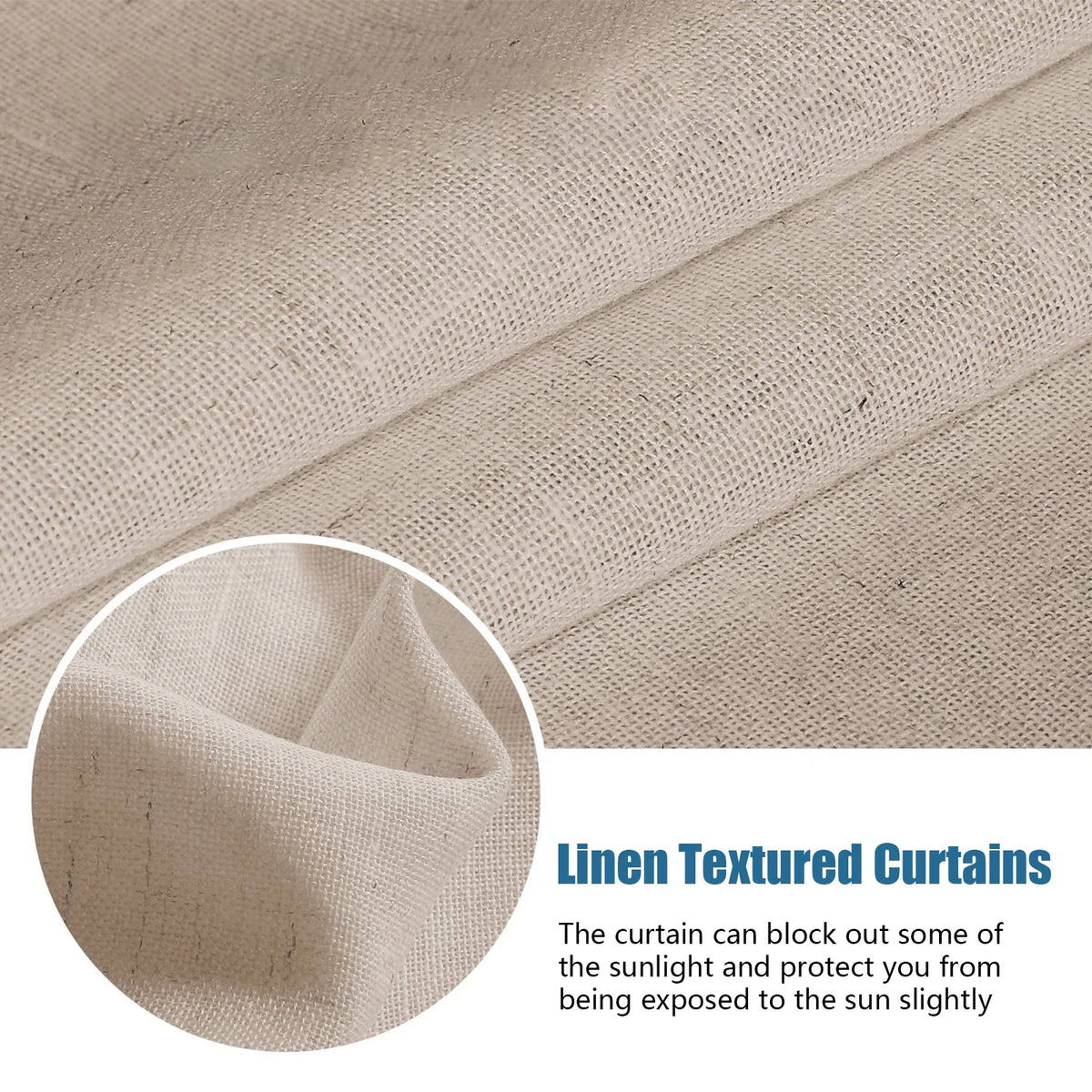 Linen Tie Curtains, Thermal Blackout Panels J28816