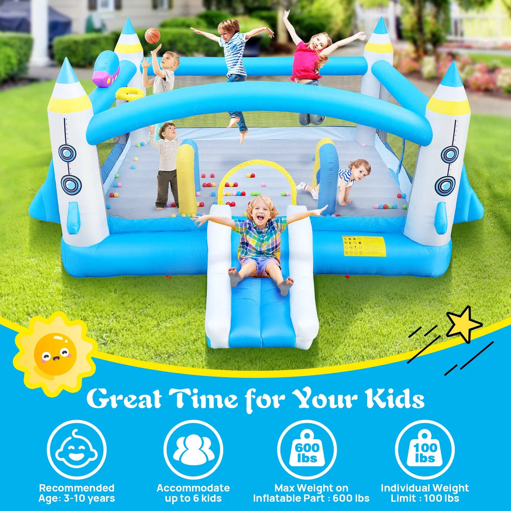 Inflatable Bounce House with Blower, 198" x 180" x 96" Tall W9691