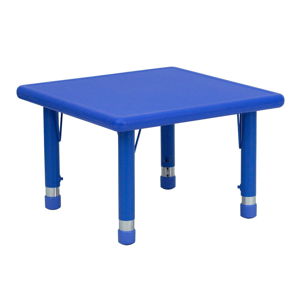 24x22 Square Blue Plastic Height Adjustable Activity Table T518