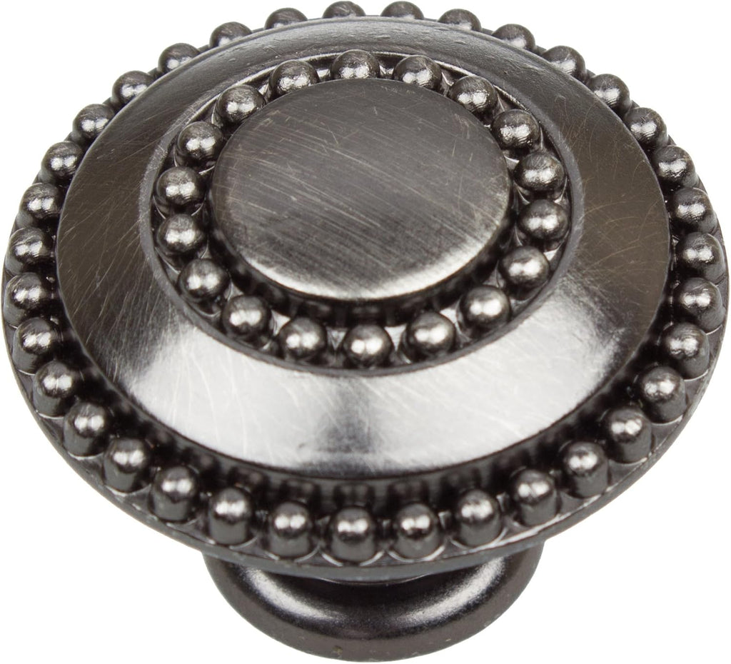 25 Pack Matte Black Round Double-Ring Beaded Cabinet Knobs U43157