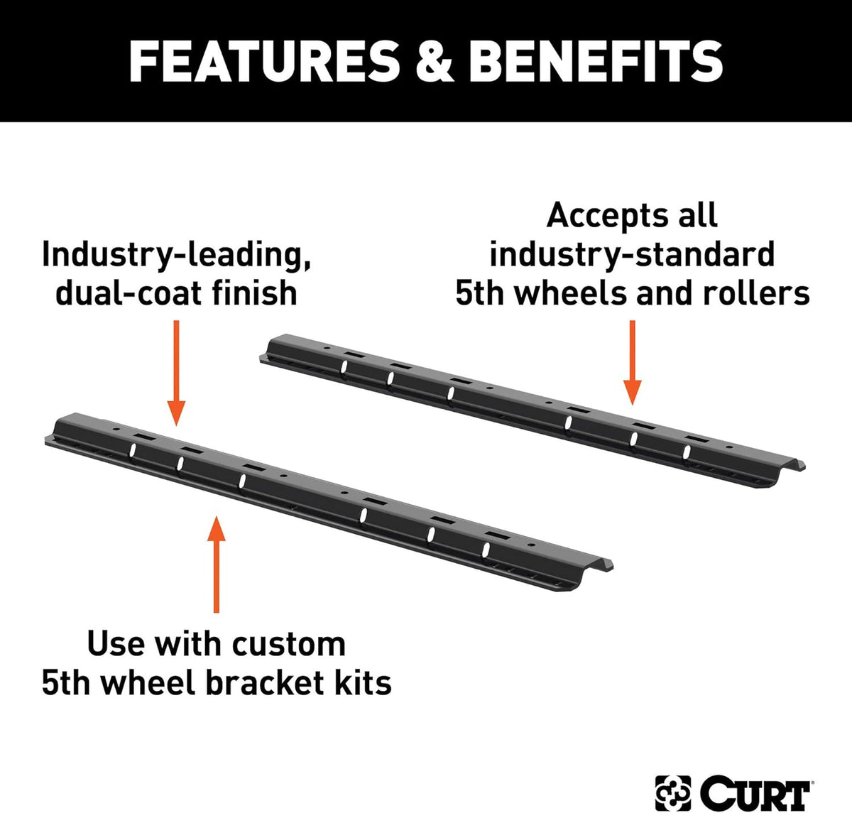 5th Wheel Hitch Rails, Carbide Black, 25,000 Pounds T456299