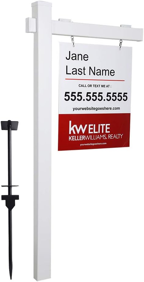 White 6-Feet Vinyl PVC Real Estate Sign Post with Flat Cap K99478