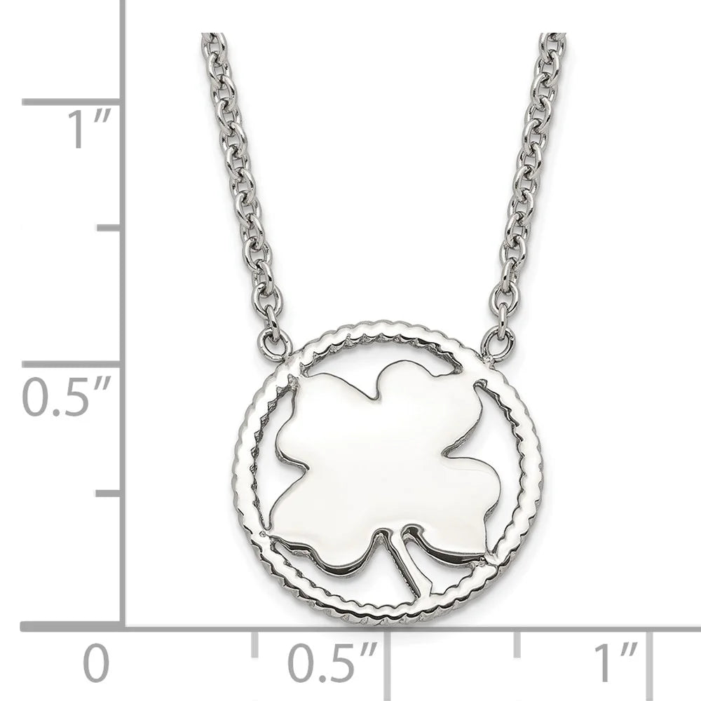 Polished Four Leaf Clover Necklace Chain 17.25 inch F2939