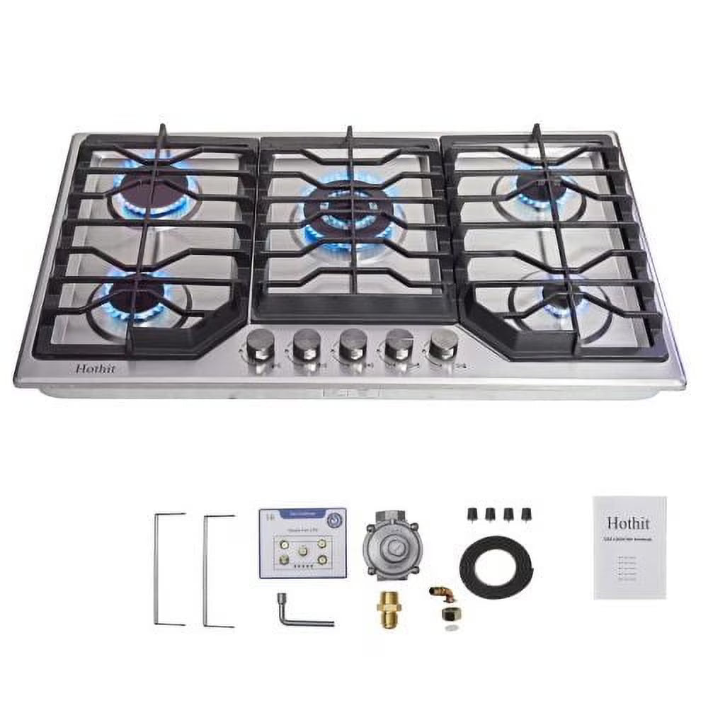 5 Burners 34 inch Gas Cooktop, 36000 BTU Stainless Steel Gas Range Top M9102