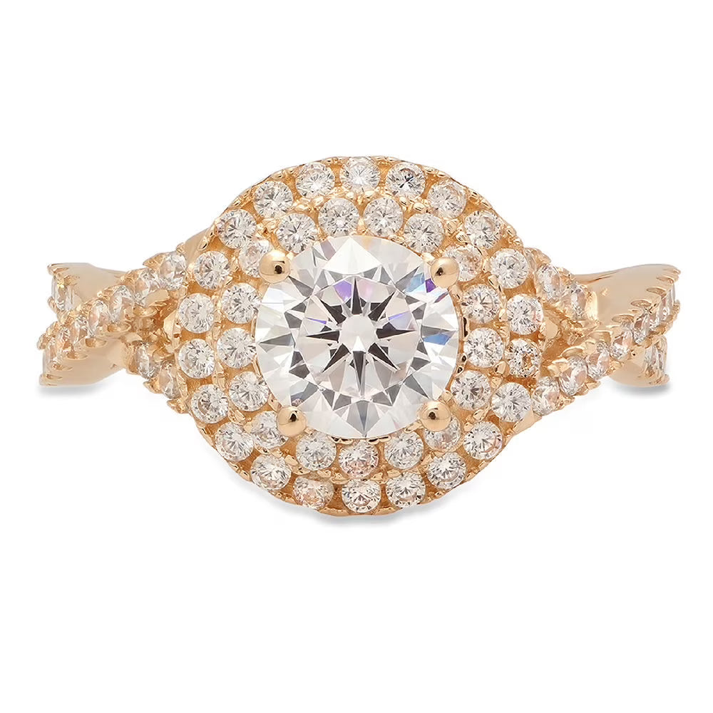 14K Yellow Gold Halo Engagement Ring V148730
