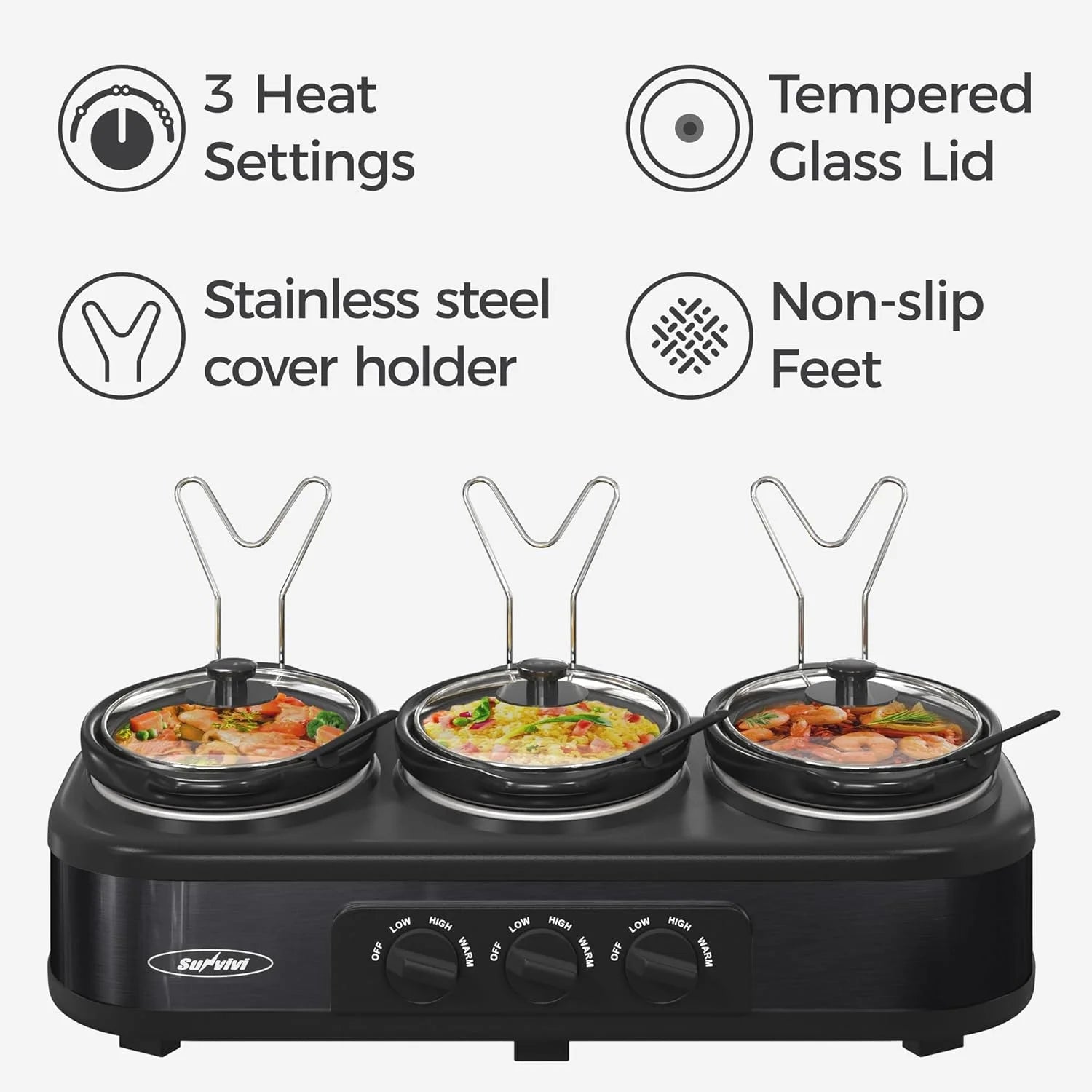 Triple Slow Cooker Buffet Server Stainless Steel U649941