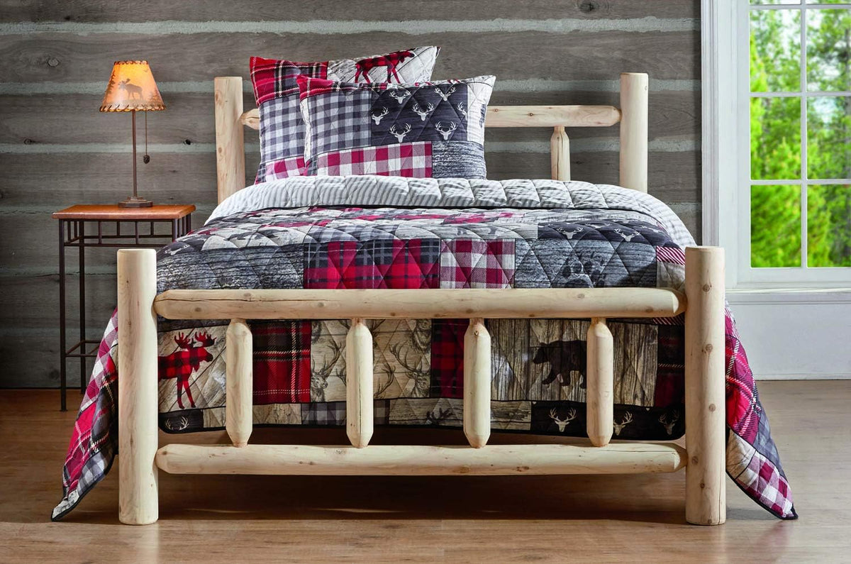Cedar Log Queen Bed with Headboard and Footboard U5041