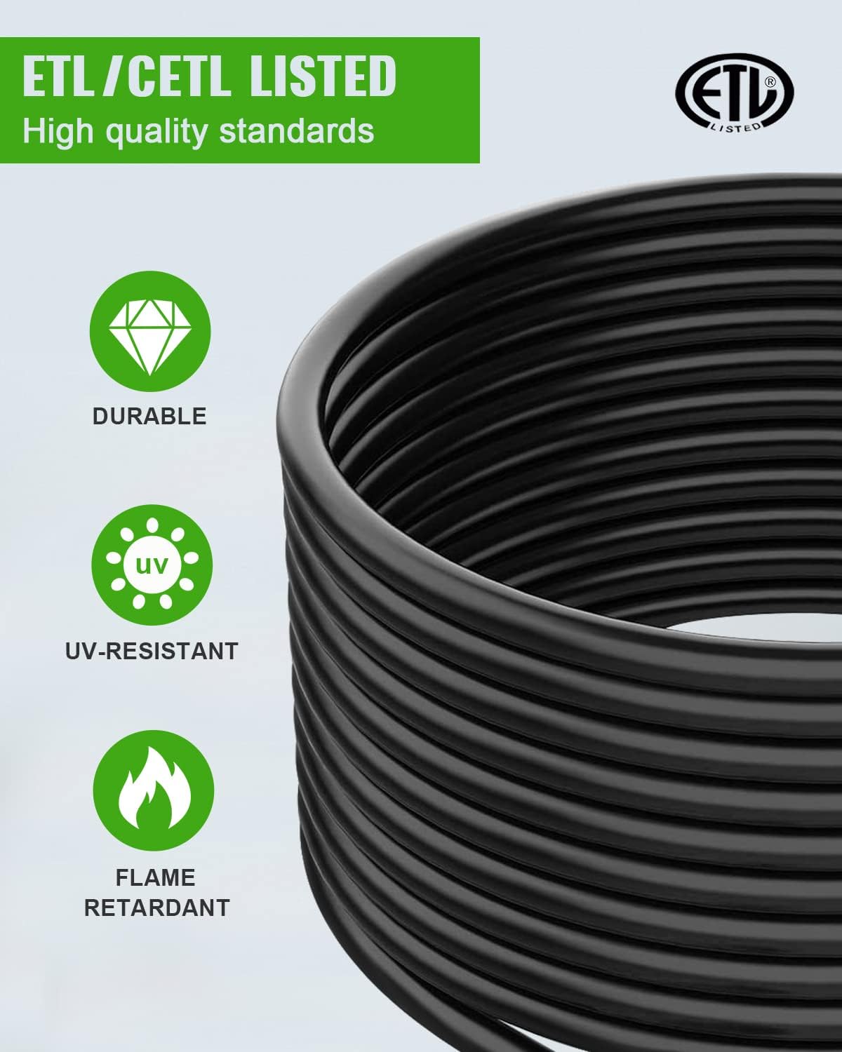 50 FT 50 Amp RV Extension Cord Power Supply Cable, 6AWG3C + 8AWG1C I538295