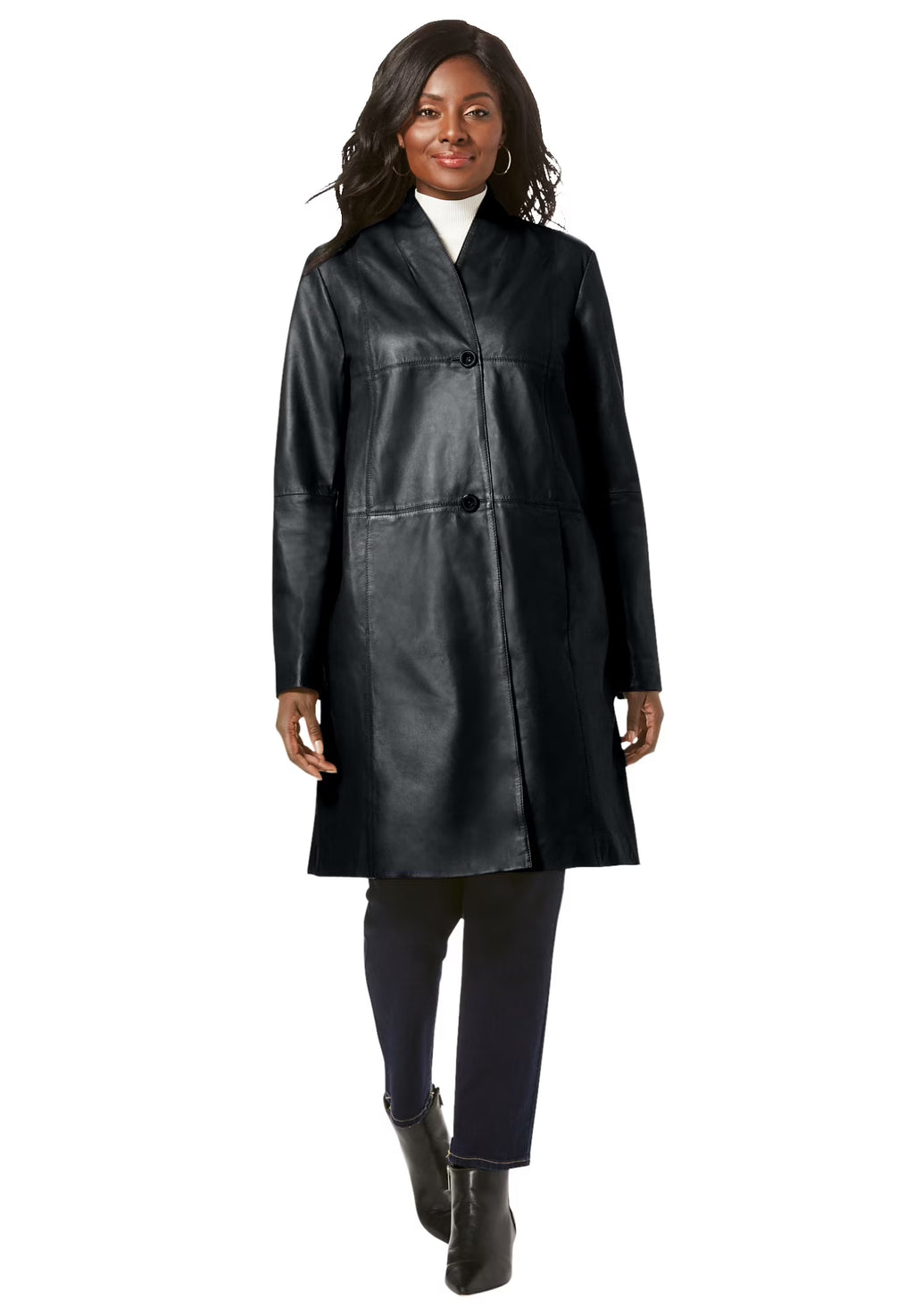 Leather Swing Coat Jacket Y521