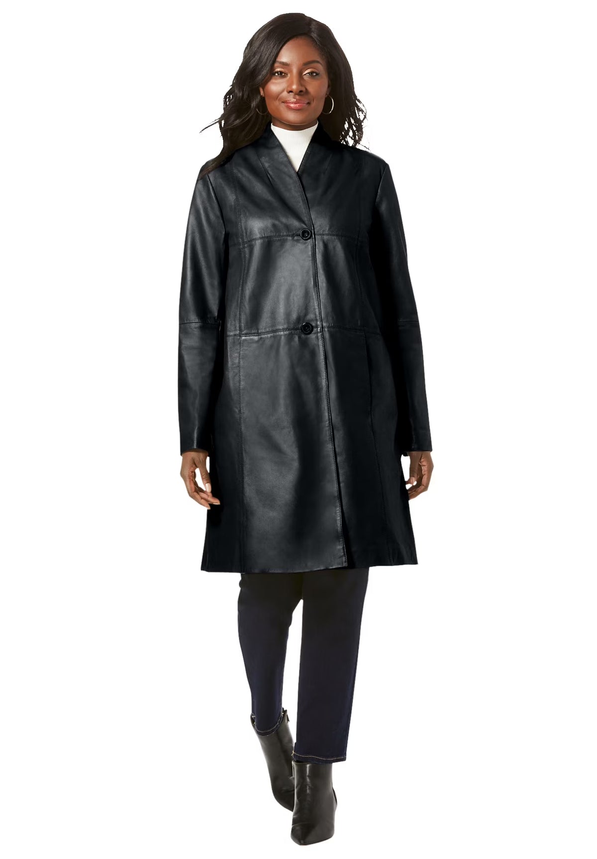 Leather Swing Coat Jacket Y521