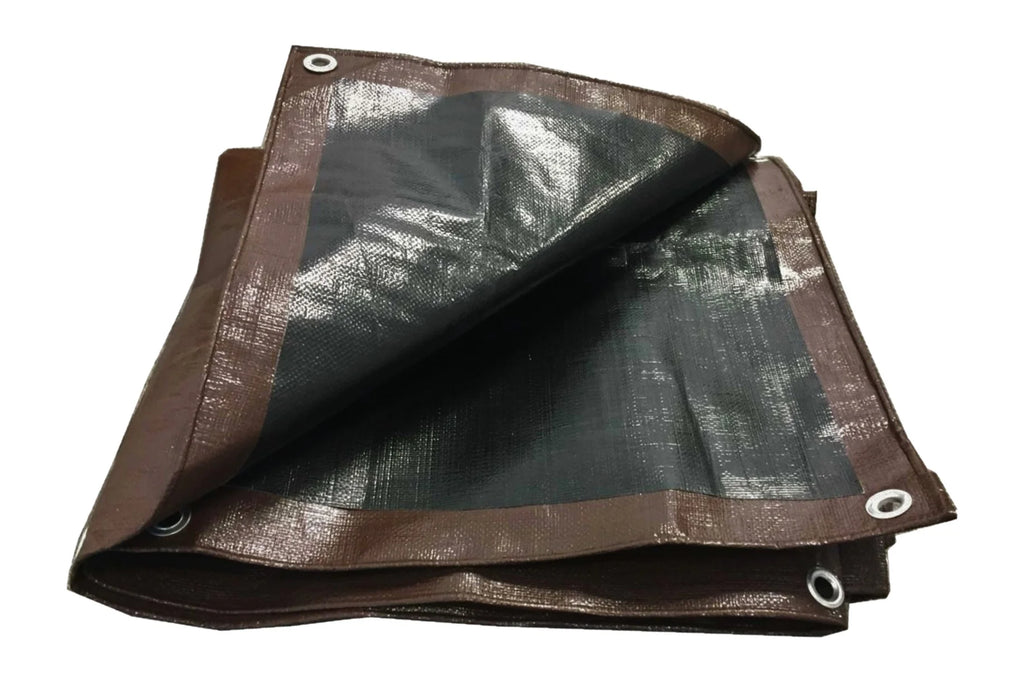 12 ft. x 12 ft. Heavy Duty Reversible Brown Poly Tarp with Grommets B584