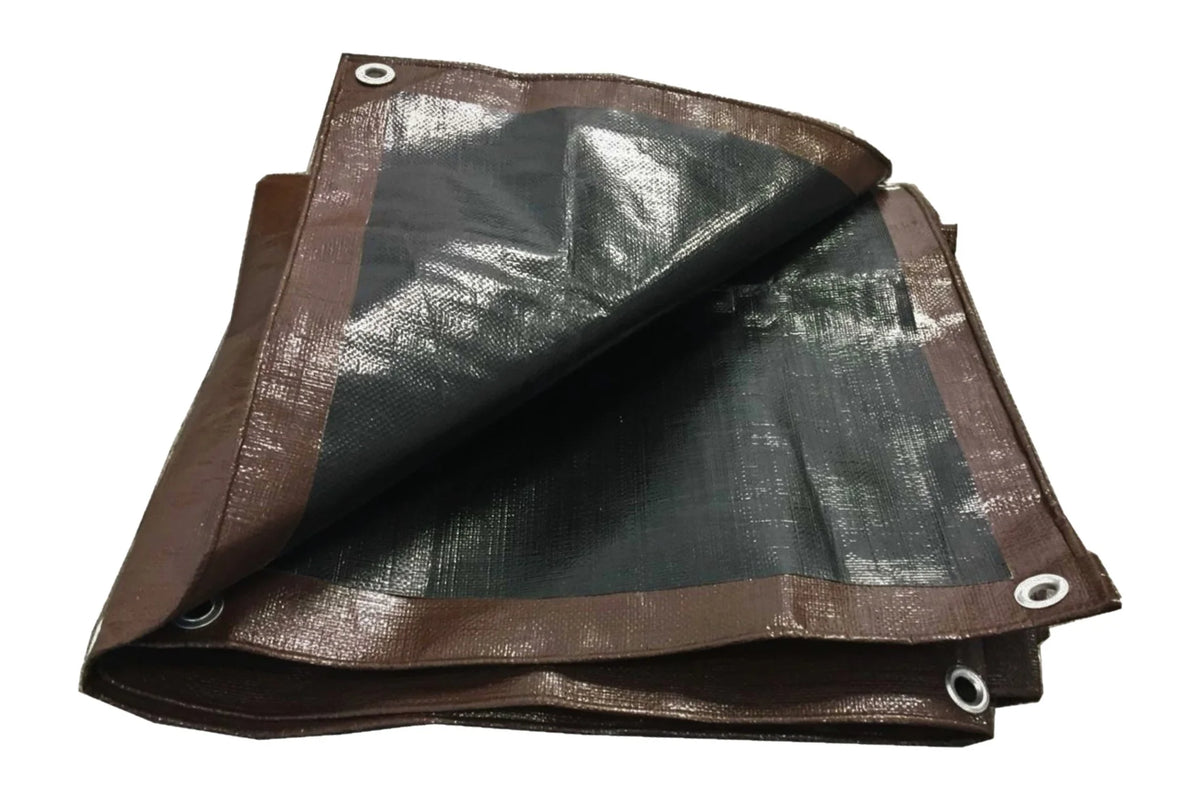 12 ft. x 12 ft. Heavy Duty Reversible Brown Poly Tarp with Grommets B584