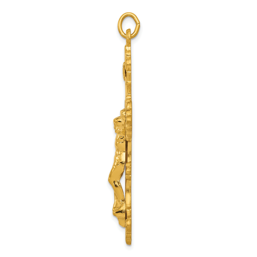 Sterling Silver Polished 24K Inri Crucifix Charm Pendant with Sterling Silver Cable Chain Necklace 20'' M742166