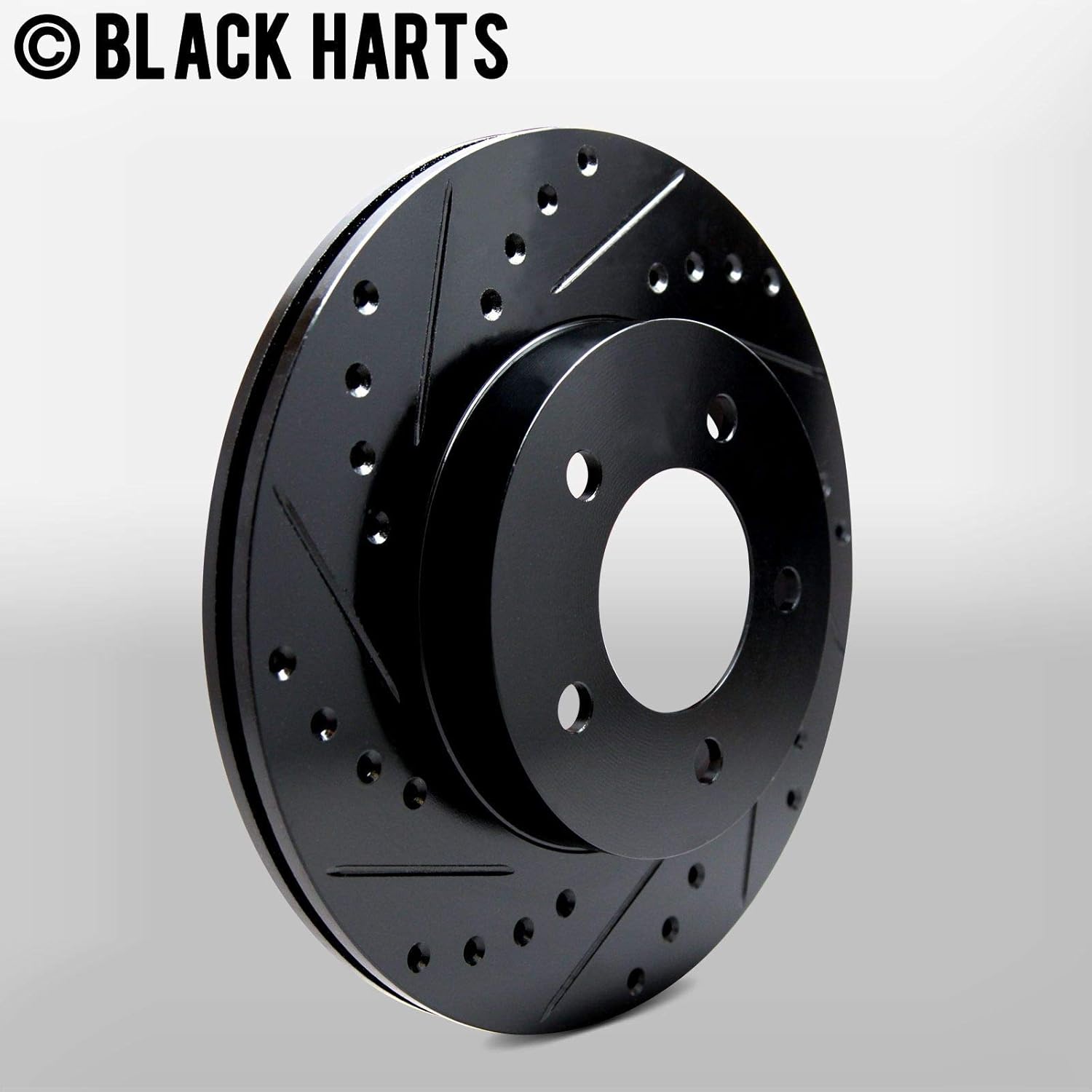 Front Brake Rotors Black Drilled Slotted Heavy Duty Pads C716