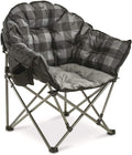 Oversized Red Plaid Folding Camping Chair with Padded Seats A38284