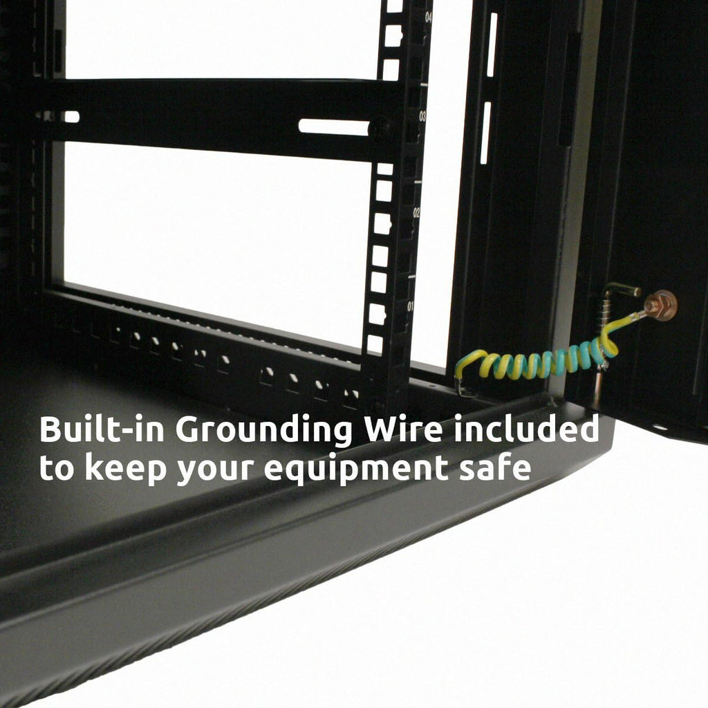 6U Wall-Mount Network Cabinet Enclosure, 600mm Depth, Hinged Back, Swing Gate Server Cabinet, Locks, Reversible Glass Front Door, 2 Fans X6599