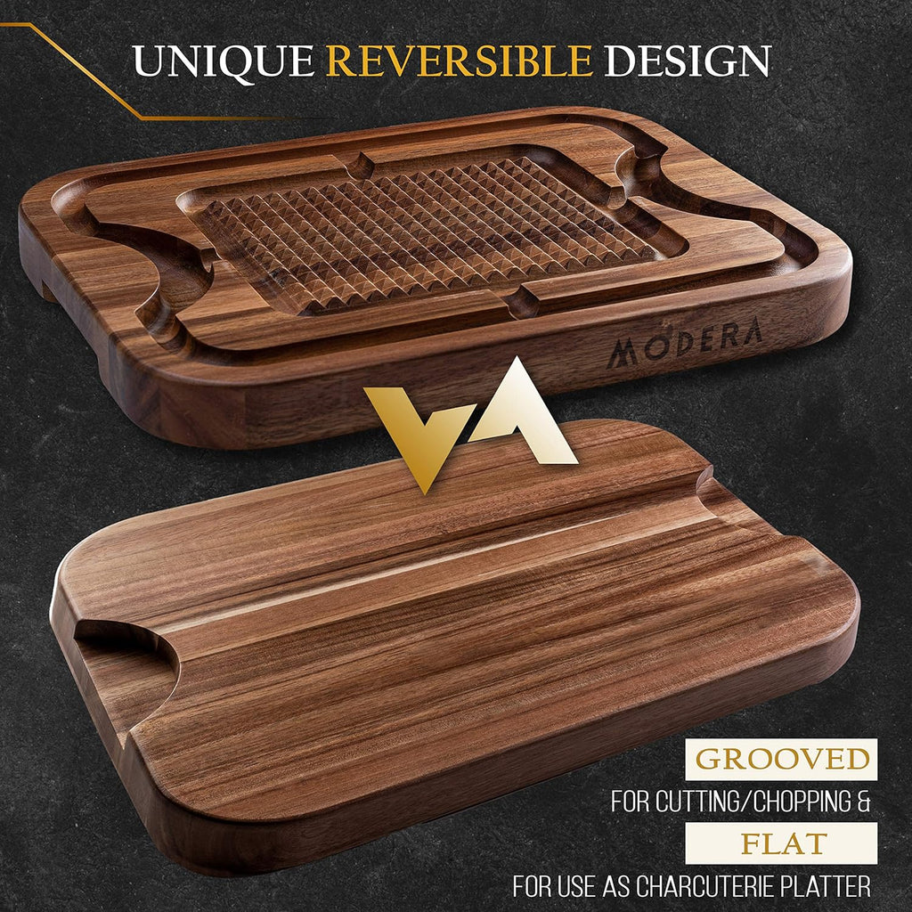 Acacia Wood Cutting Board with Deep Juice Grooves O607883
