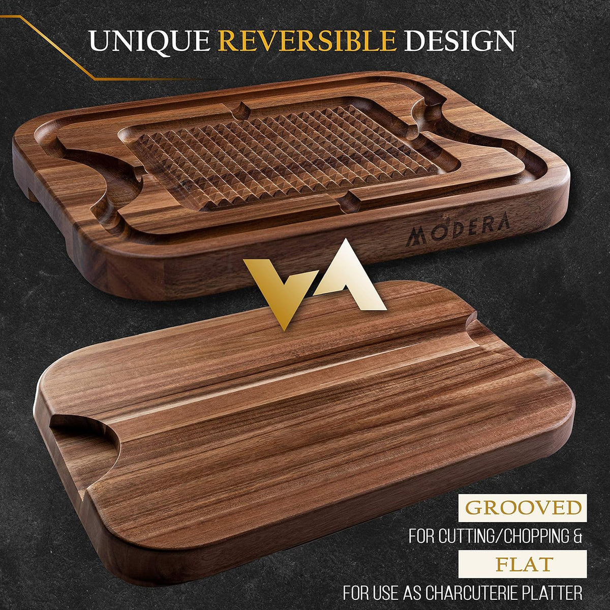 Acacia Wood Cutting Board with Deep Juice Grooves O607883