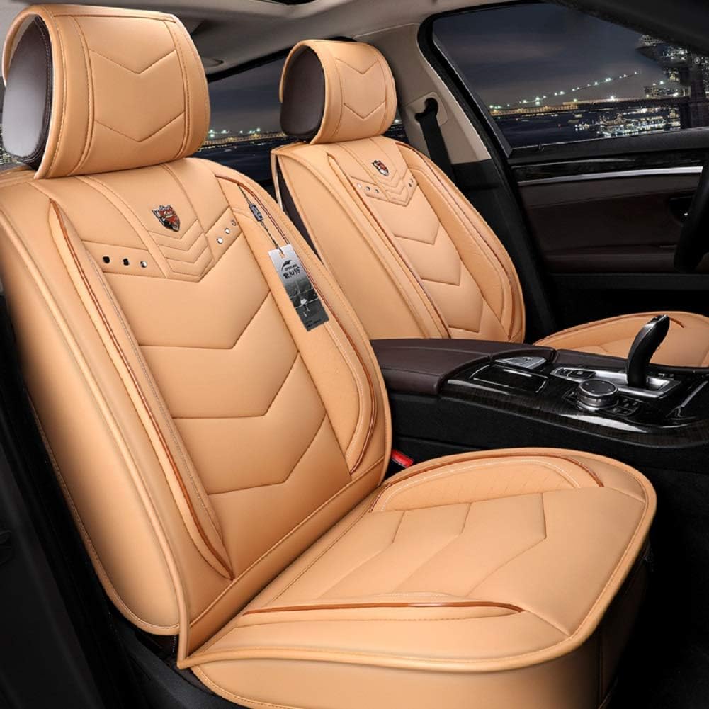 Black Leather Car Seat Covers 5 Seats Full Set R29711