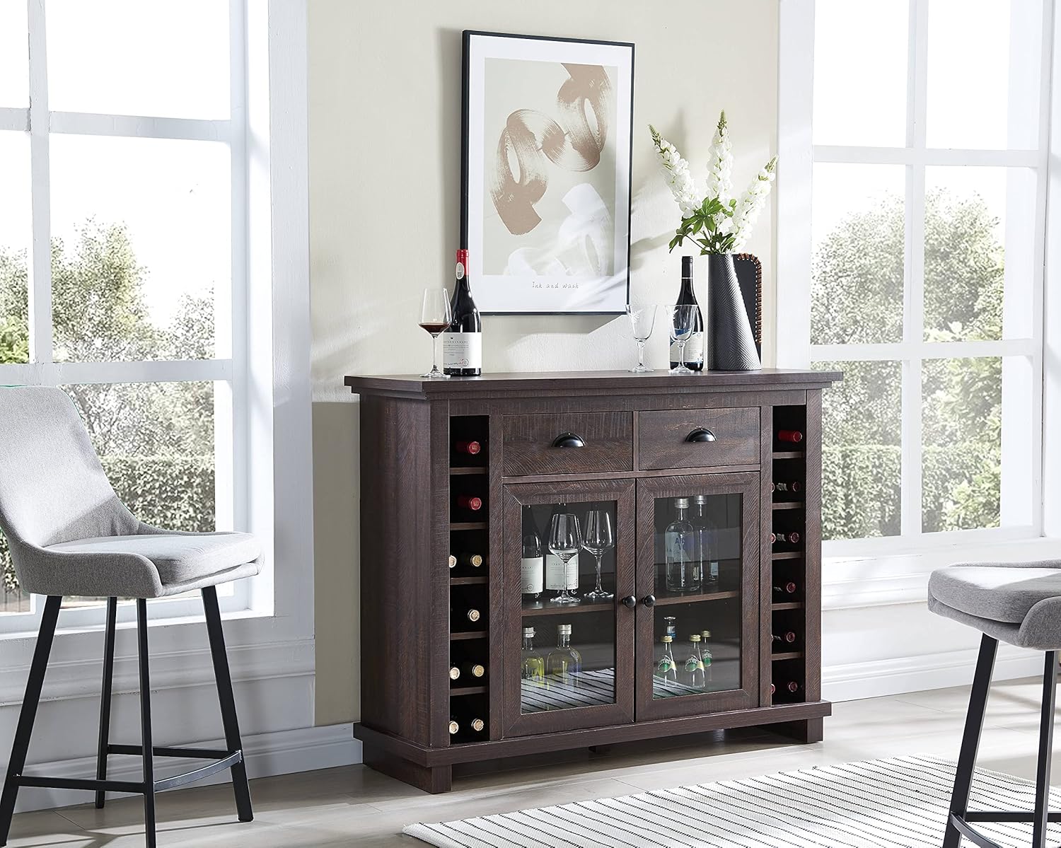 Charcoal Bar Cabinet Server Sideboard N947