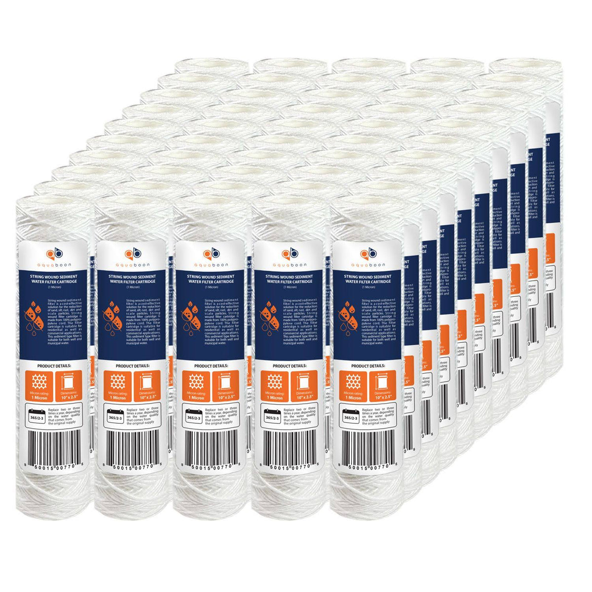 50-Pack 1 Micron Sediment Water Filter Cartridge 10x22x 2.5x22 Z372646