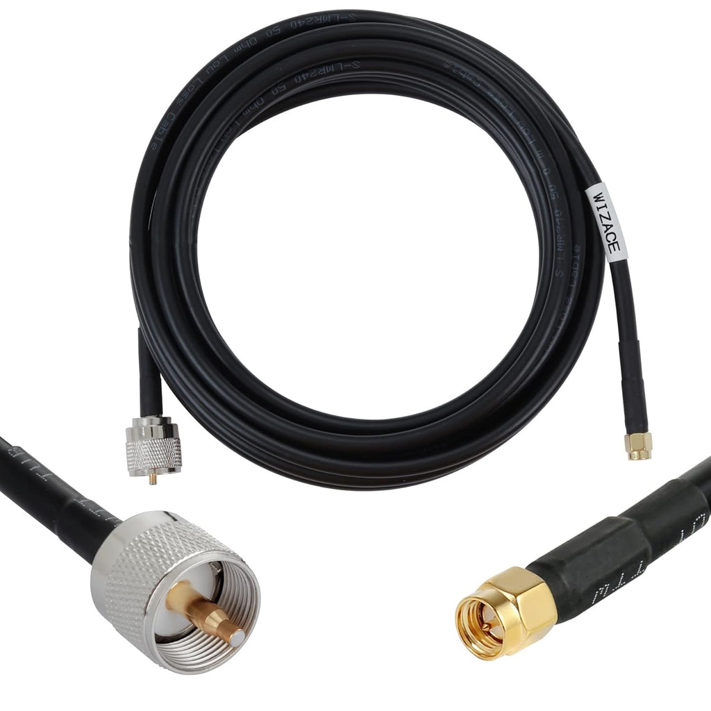 15 ft SMA Male to PL259 UHF Low-Loss Extension Cable (50 Ohm), Pure Copper Coaxial Cable P91178