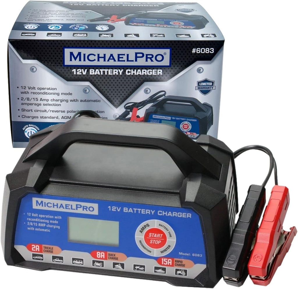 12V 2/8/15A Automatic Battery Charger Pack of 2 E935610