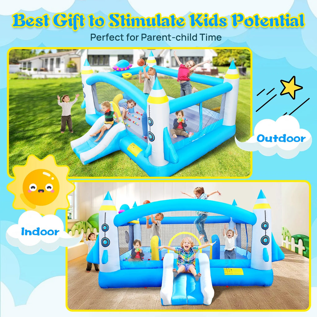 Inflatable Bounce House with Blower, 198" x 180" x 96" Tall W9691
