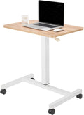 Mobile Laptop Desk Height Adjustable Rolling Cart with Lockable Wheels Beige S898240
