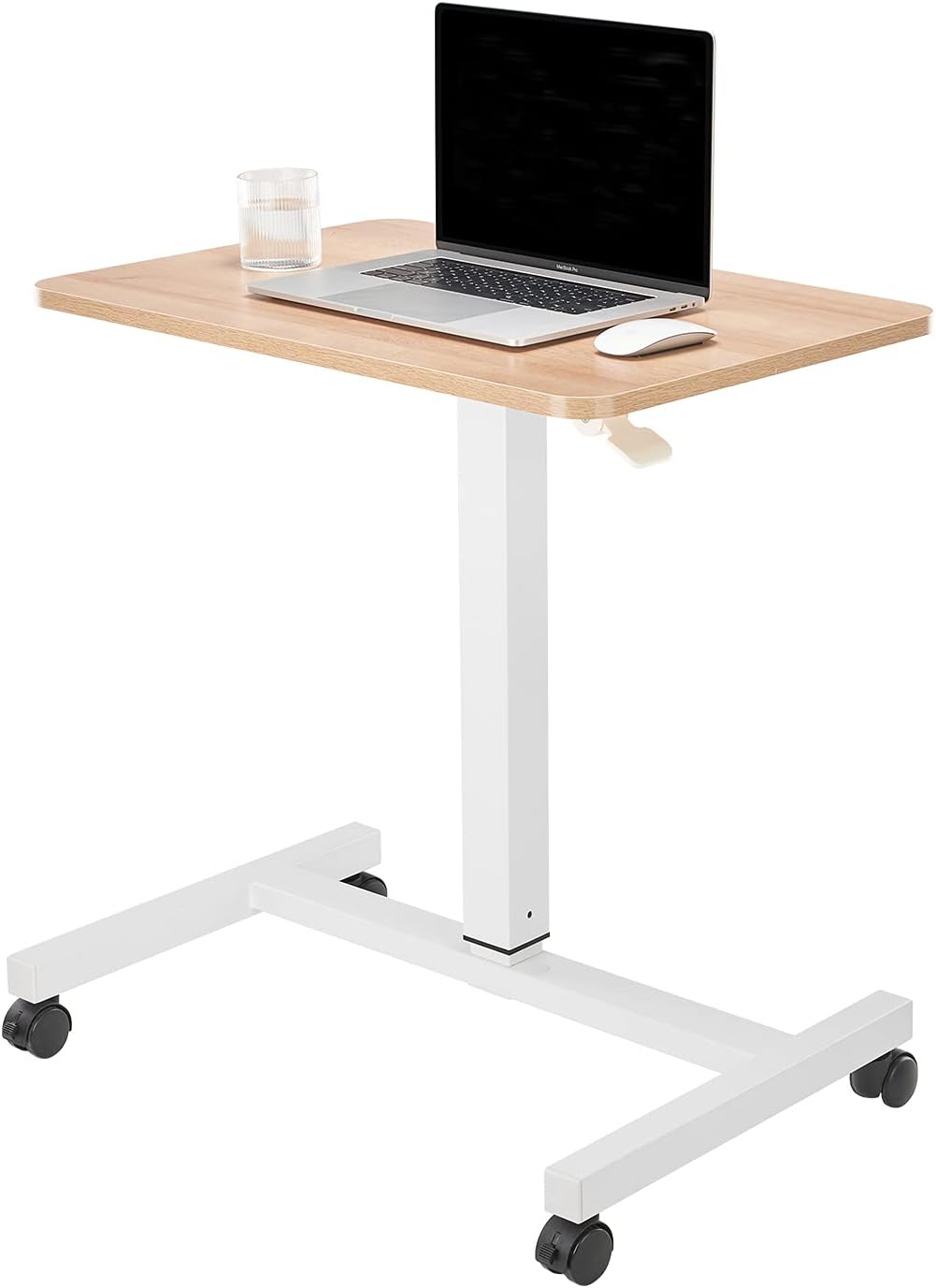 Mobile Laptop Desk Height Adjustable Rolling Cart with Lockable Wheels Beige S898240
