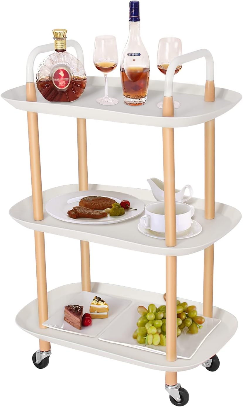 3-Tier Rolling Storage Cart with Lockable Wheels Q416