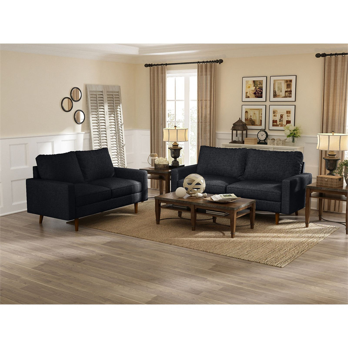 Black Upholstered Fabric Loveseat M688046