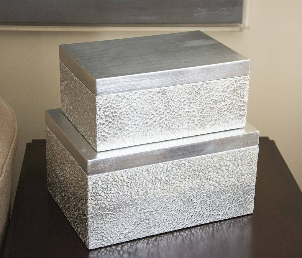 Silver Rectangular Boxes, Set of 2 M347