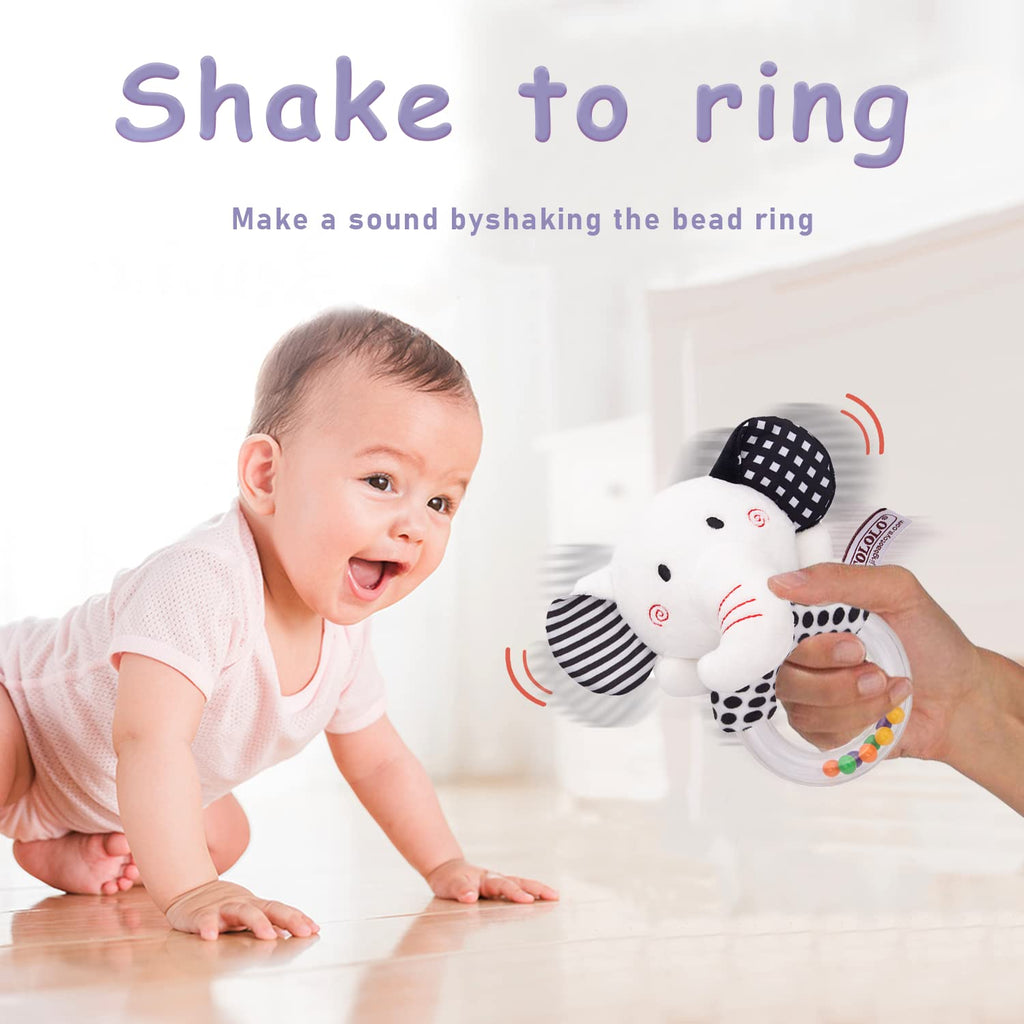 Newborn Elephant & Fox Plush Rattles Teether Baby Toys P79289