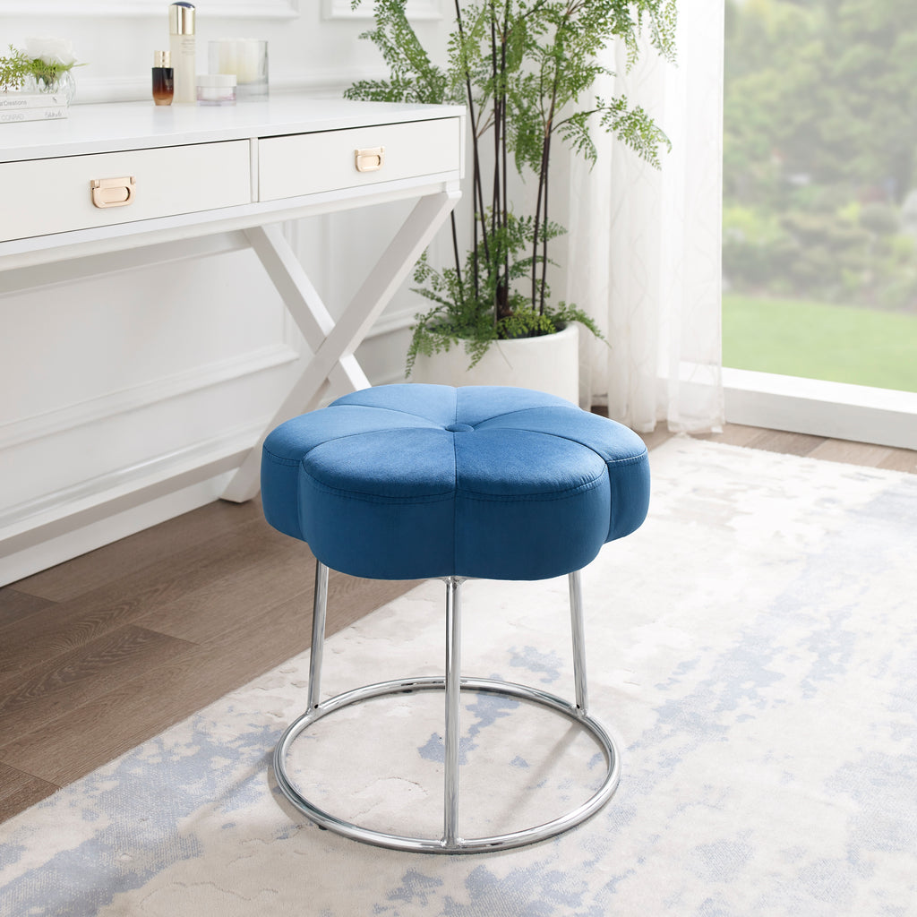 Navy Velvet Vanity Stool or Ottoman T28872