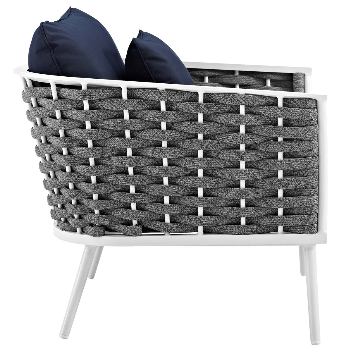 White Navy 3 Piece Outdoor Aluminum Sectional Sofa Set A353